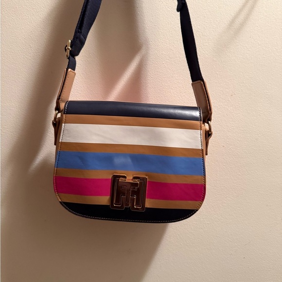 Tommy Hilfiger Handbags - Tommy Hillfiger - Genuine Leather Multicolor Striped Women's Crossbody Bag EUC